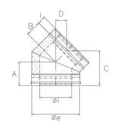 45° bend I5C4 ISO50 INOX Double wall flue
