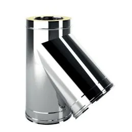 Raccordo a T 45° a braga I5T4 ISO50 INOX Canna fumaria doppia