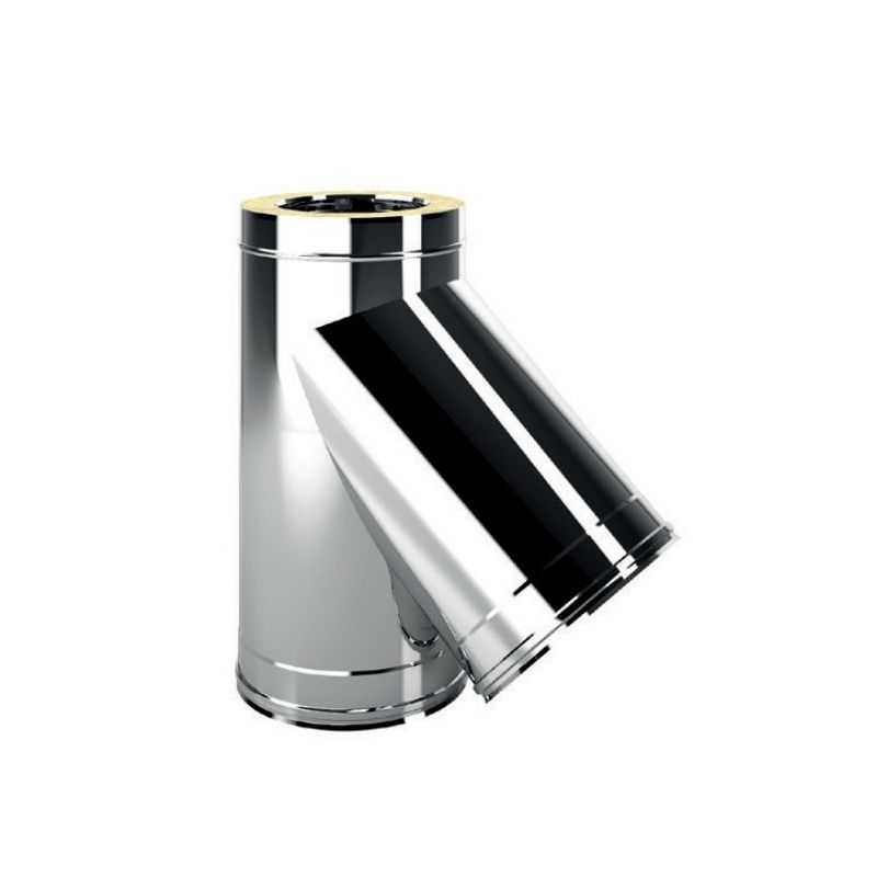 45° tee branch I5T4 ISO50 INOX Double wall flue