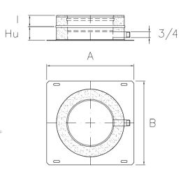 Base plate with side outlet I5PP ISO50 INOX Double wall flue