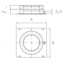 Base plate with side outlet I5PP ISO50 INOX Double wall flue