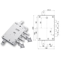 Serratura porta blindata Mottura 89.571ALM triplice 1/2g per