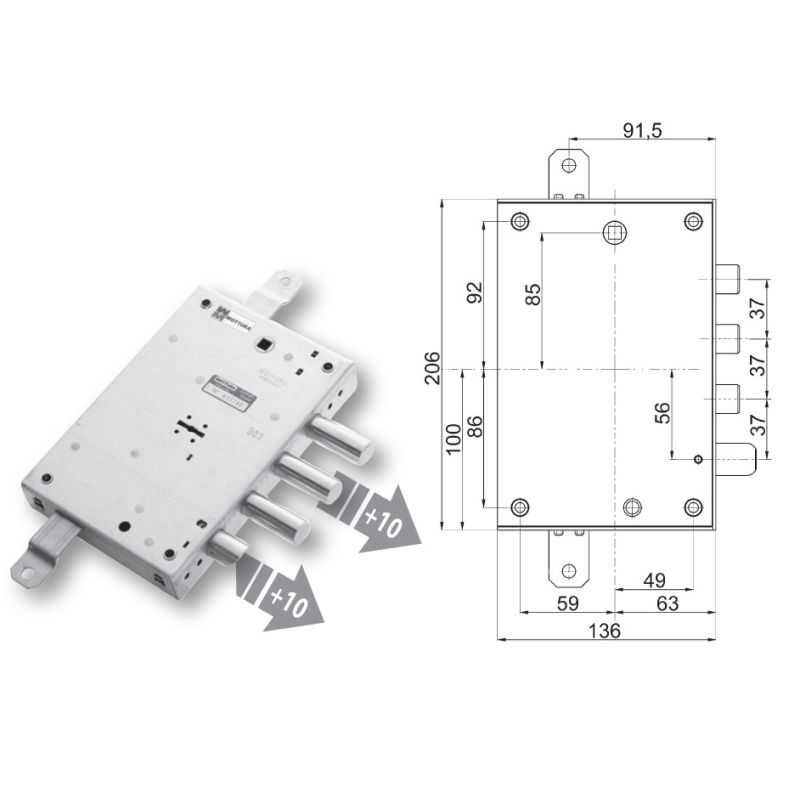 Security door lock Mottura 89.571ALL for ALLMET