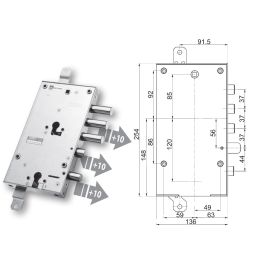 Serratura porta blindata Mottura 89.8589ALM triplice 1/2g per