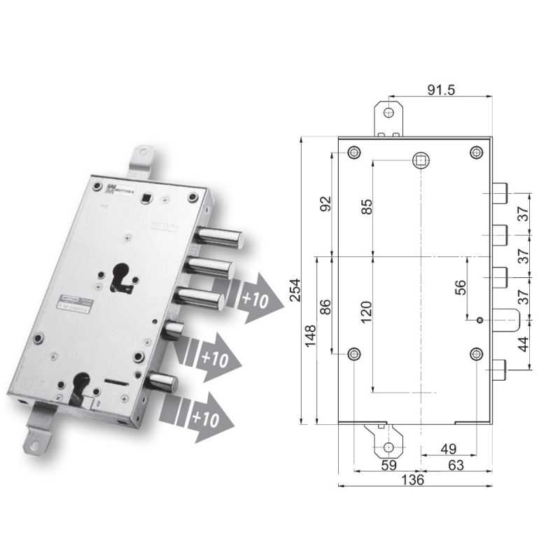 Security door lock Mottura 89.8589ALM Euro profyle for ALLMET