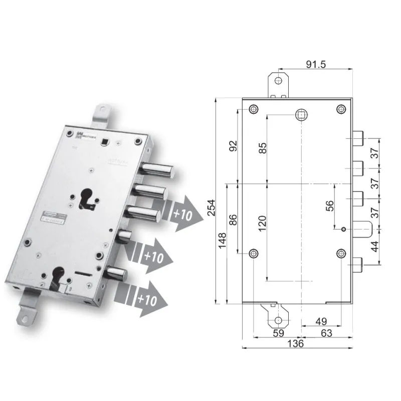 Security door lock Mottura 89.8589ALM Euro profyle for ALLMET
