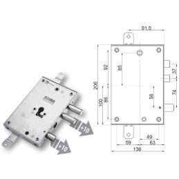 Mottura armored door lock 89.8571/AIM triple 1/2g for ALLMET