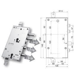 Mottura armored door lock 89.8589AL2 triple 1/2g for ALLMET