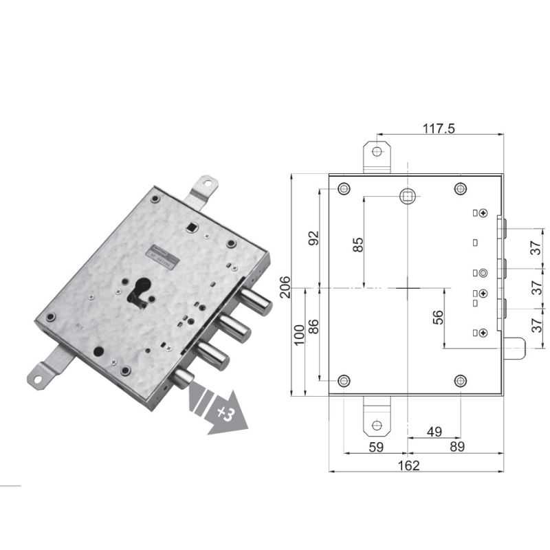 Security door lock Mottura 89.E8571/EQ for ALBERT EXPORT