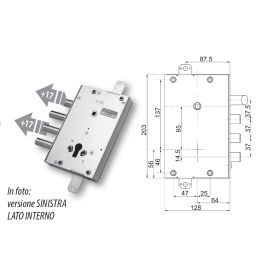 Serratura porta blindata Mottura 89.4671/7AQ triplice 1/2g per