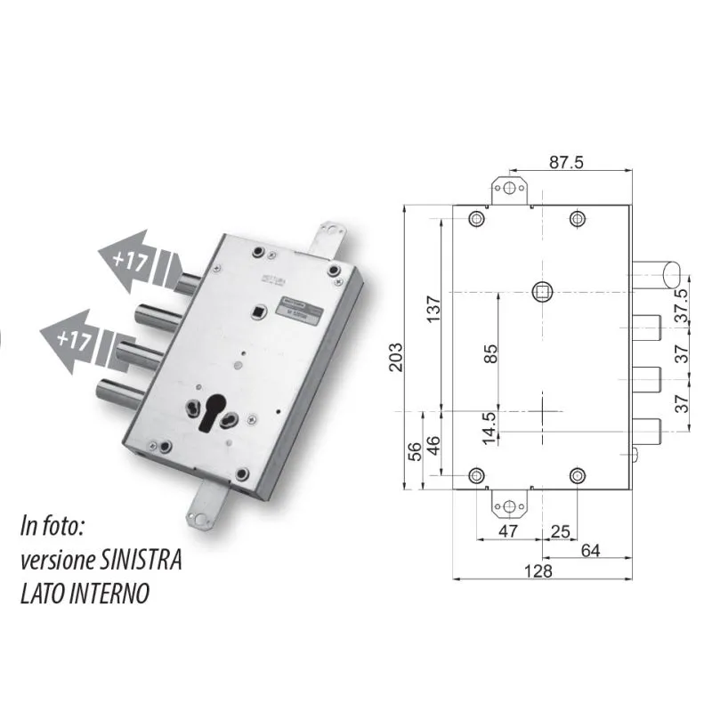 Security door lock Mottura 4671/7AQ for ALIAS