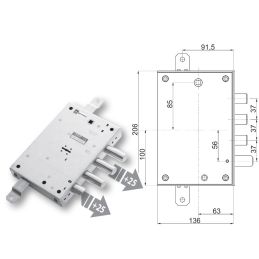 Serratura porta blindata Mottura 89.571L7/5Z triplice 1/2g