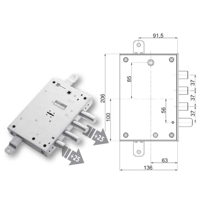 Security door lock Mottura 89.571L7/5Z for CALABRO'