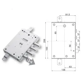 Mottura armored door lock 89.571B37 triple 1/2g for CIR