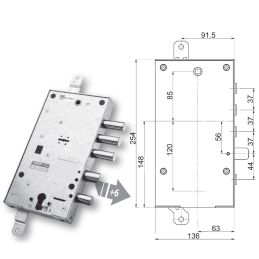 Serratura porta blindata Mottura 89.597B37 plurisistema per CIR