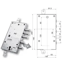 Serratura porta blindata Mottura 89.597B37 plurisistema per CIR
