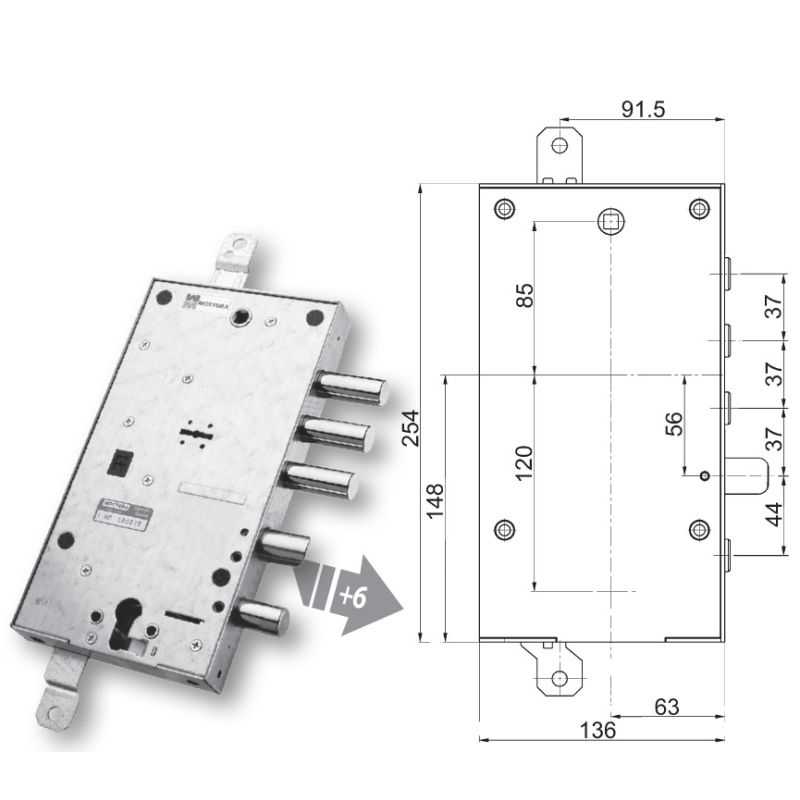 Mottura armored door lock 89.597B37 plurisystem for CIR