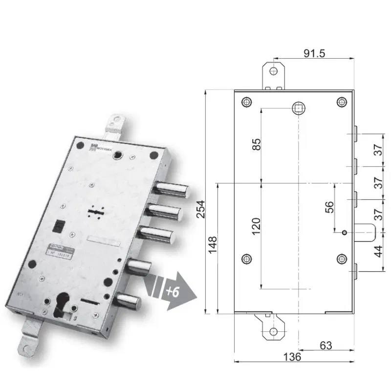 Mottura armored door lock 89.597B37 plurisystem for CIR Mottura armored door lock 89.597B37 plurisystem for CIR