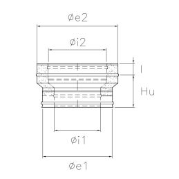 Increased fitting I5RCDA ISO50 INOX Double wall flue