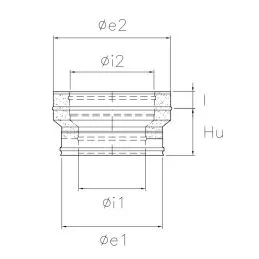 Increased fitting I5RCDA ISO50 INOX Double wall flue