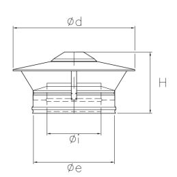 Chinese hat terminal I5CC ISO50 INOX Double wall flue