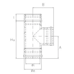 90° Tee K1T9 ISO10 RUSTY Double wall flue