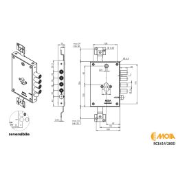 Serratura per porte blindate MOIA RCE614-280D compatibile