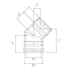 Curva a 45° K1C4 ISO10 RUSTY Canna fumaria doppia parete