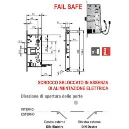 Serratura elettrica infilare per ANTIPANICO ISEO 214F10654 FAIL