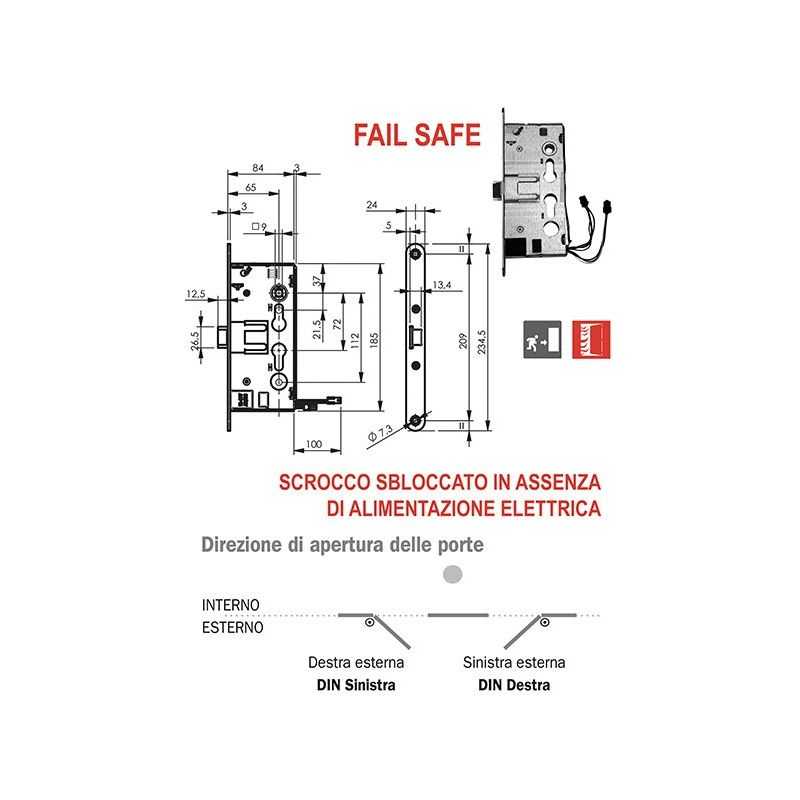 Serratura elettrica infilare per ANTIPANICO ISEO 214F10654 FAIL