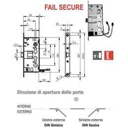 Serratura elettrica infilare per ANTIPANICO ISEO 214E10654 FAIL