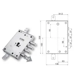 Security door lock Mottura 89.8571B7/Q for CIR