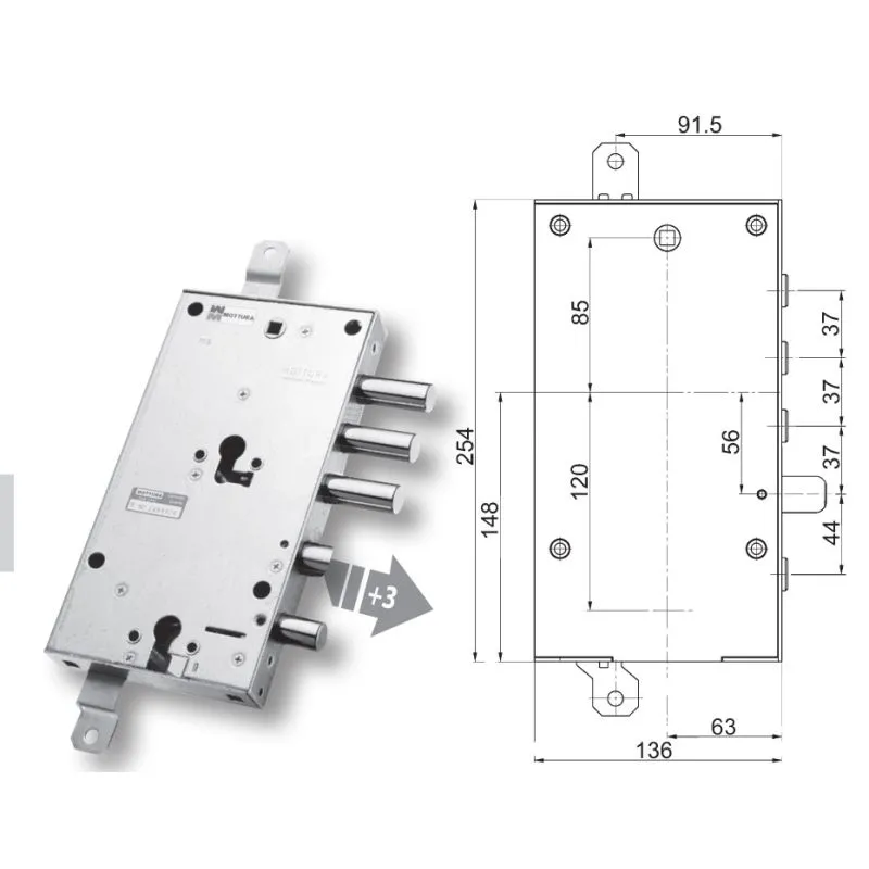 Security door lock Mottura 89.8589B7/Q Euro profyle for CIR