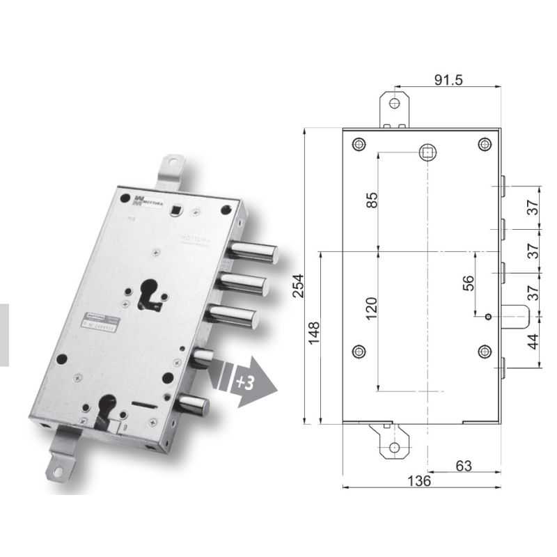 Serratura porta blindata Mottura 89.8589B7/Q triplice 1/2g CIR