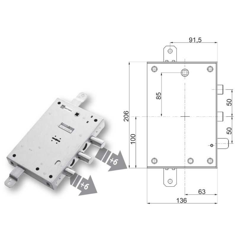 Serratura porta blindata Mottura 89.571CPC triplice 1/2g per CPC