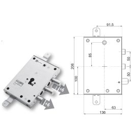 Serratura porta blindata Mottura 89.8571CP/Q triplice 1/2g per