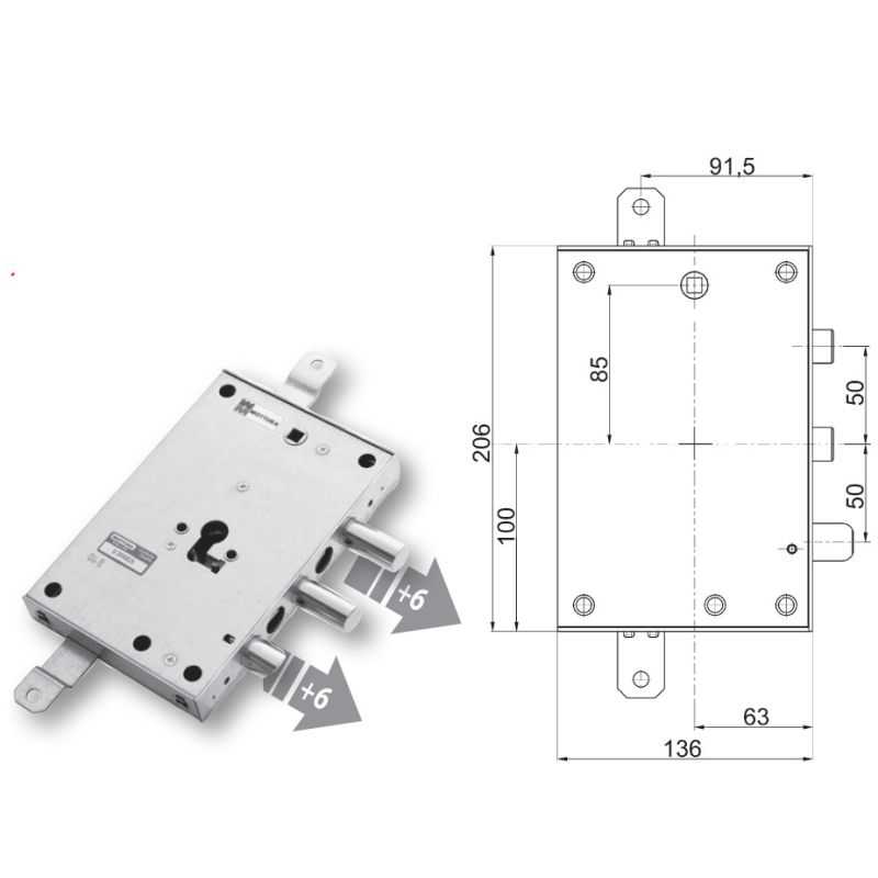 Security door lock Mottura 89.8571CP/Q for CPC