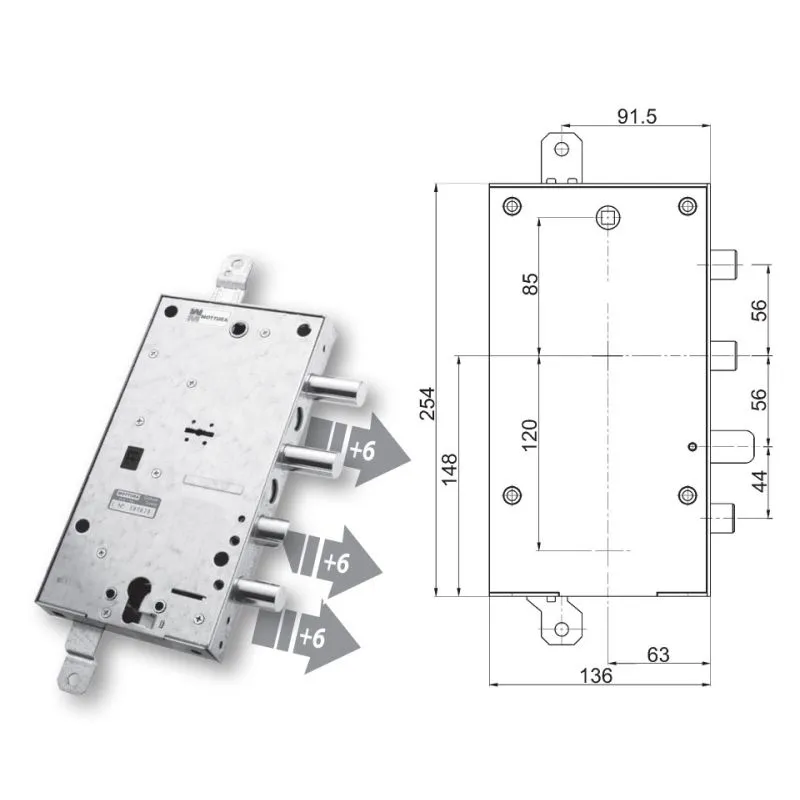 Security door lock Mottura 89.587CPC plurisystem for CPC
