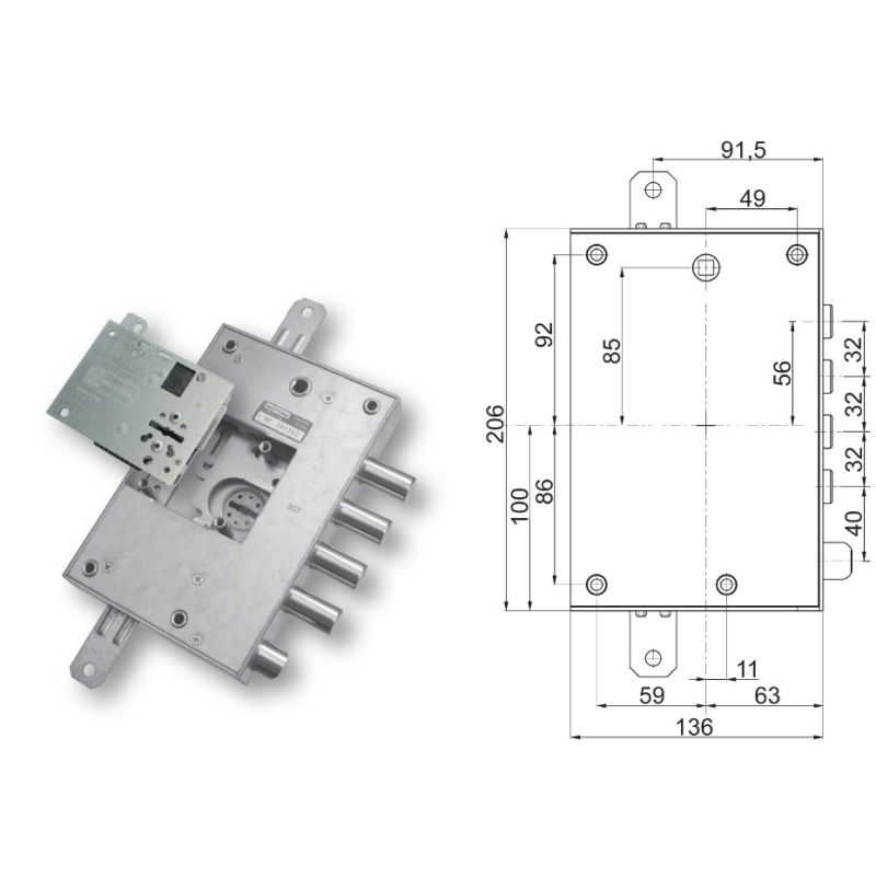 Serratura porta blindata Mottura 89.N571D/032 triplice 1/2g per