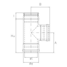 90 ° Tee RIAT9 ISOAIR Copper Double wall flue