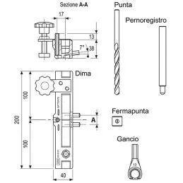 Dima per montaggio cerniere ANUBA a battente AGB E00112
