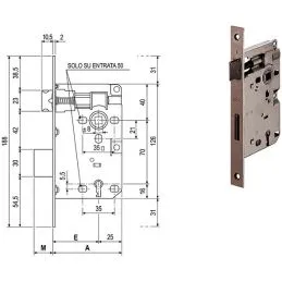 Lock for internal doors AGB 572 PATENT 8x70mm SQUARE EDGE