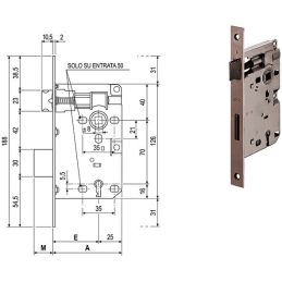 Serratura per porte interne AGB 572 PATENT 8x70mm BORDO QUADRO