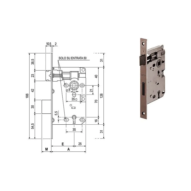 Lock for internal doors AGB 572 PATENT 8x70mm SQUARE EDGE Lock for internal doors AGB 572 PATENT 8x70mm SQUARE EDGE