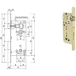 Serratura per porte interne AGB 595 Q.8x90mm BAGNO DOPPIO QUADRO