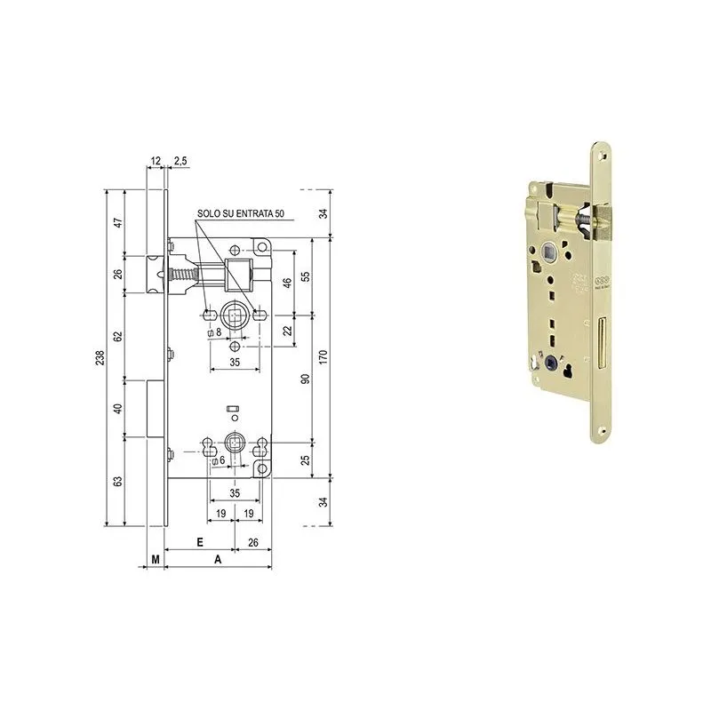 Lock for internal doors AGB 595 Q.8x90mm DOUBLE SQUARE BATHROOM Lock for internal doors AGB 595 Q.8x90mm DOUBLE SQUARE BATHROOM