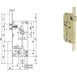 Lock for internal doors AGB 80.852 prepared for European