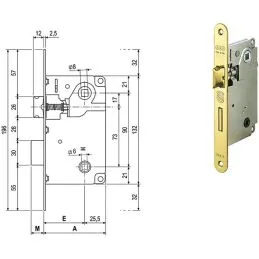 Serratura per porte interne AGB 1005 CENTRO bagno doppio quadro
