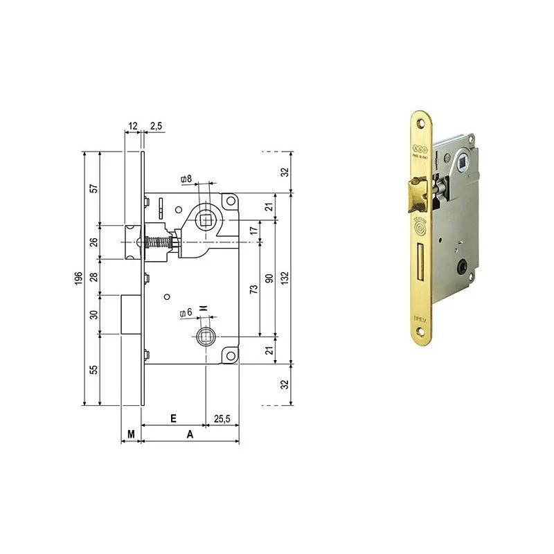 Lock for internal doors AGB 1005 CENTRO bathroom double square Lock for internal doors AGB 1005 CENTRO bathroom double square