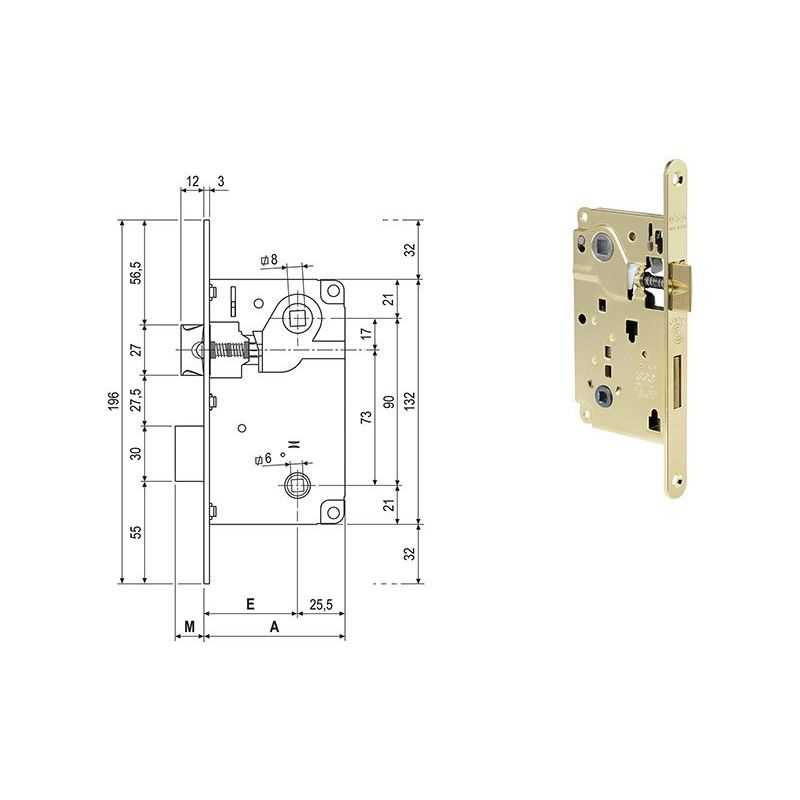 Serratura per porte interne AGB 1006 CENTRO bagno doppio quadro